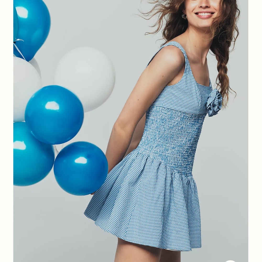 Anthropologie Maeve Smocked Rosette Drop-Waist Mini Dress